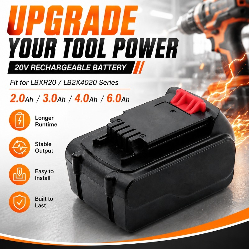 Black+Decker Tool 20V Max - 블랙앤데커 LBXR20 LB2X4020용 20V Max 6.0Ah