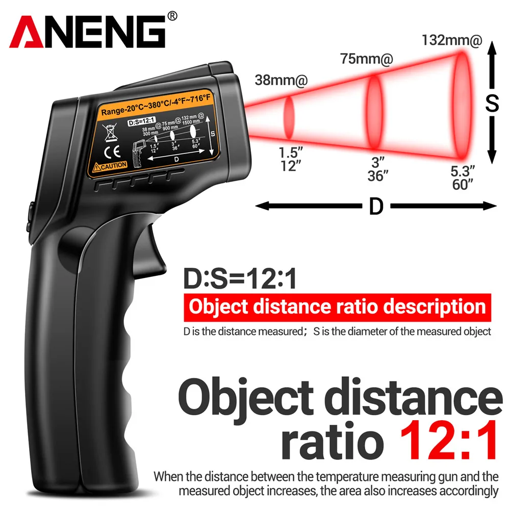 적외선 레이저 온도계 -20 ° C~380 ℃   IR - Industrial Laser Temperature Gun 리뷰 및 가격