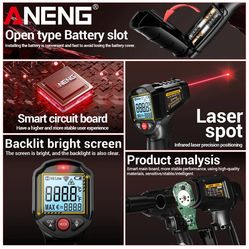 ANENG TH202 비접촉식 적외선 온도계 산업용 휴 - Industrial Laser Temperature Gun 리뷰 및 가격